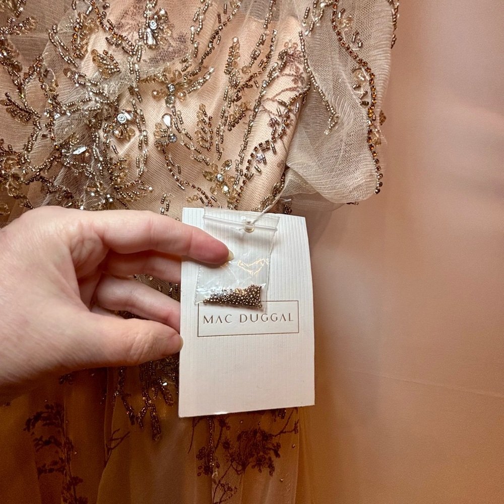 NWT MAC DUGGAL SZ 16 CHAMPAGNE/PINK Embellished Illusion Enchanting Gown #79317 - Picture 5 of 13